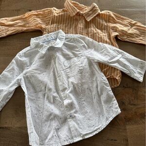 Zara bundle White Orange cotton linen Striped buttons down Shirts size 9 - 12 M